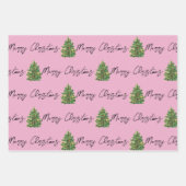 Kerstroze en wit patroon inpakpapier vel (Voorkant 3)