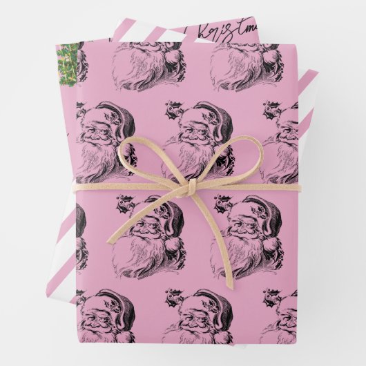 Kerstroze en wit patroon inpakpapier vel (In situ)