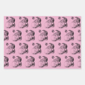 Kerstroze en wit patroon inpakpapier vel (Voorkant)