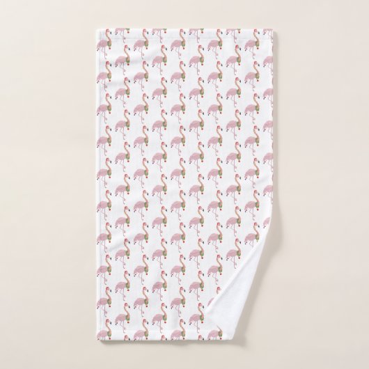 Kerstroze flamingo bad handdoek (Handdoek)