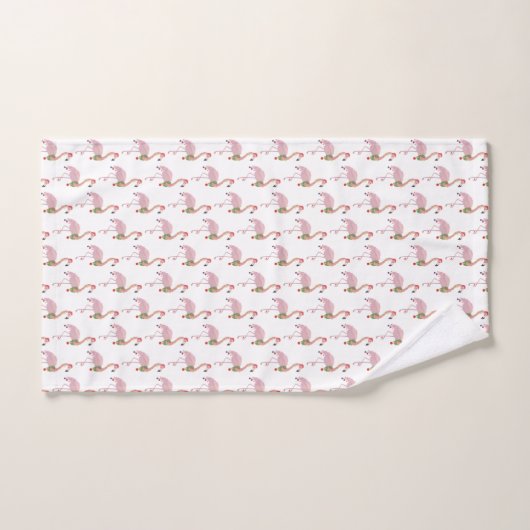 Kerstroze flamingo bad handdoek (Handdoek)