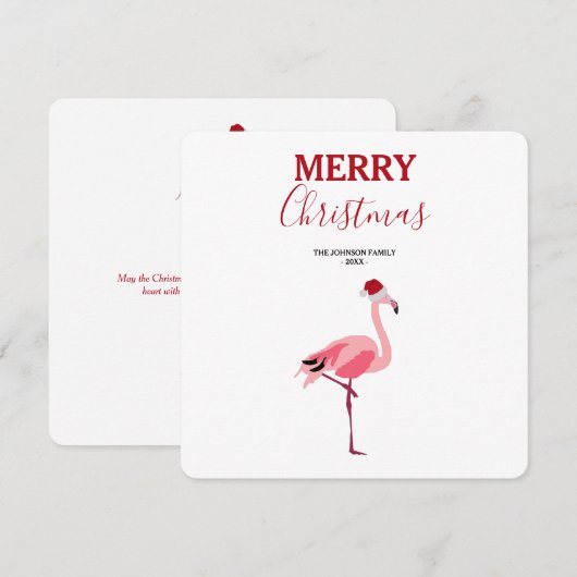 Kerstroze Flamingo Bird met kerstkaart (Voorkant / Achterkant)