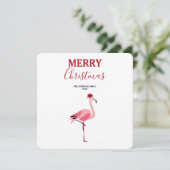Kerstroze Flamingo Bird met kerstkaart (Staand voorkant)
