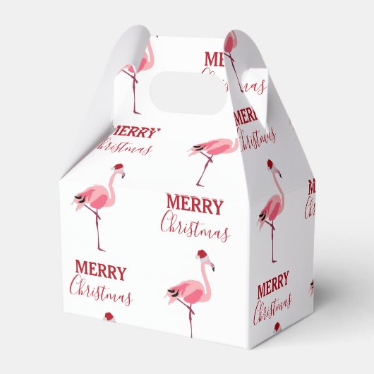 Kerstroze Flamingo Bird met Santa Hat Bedankdoosjes (Achterkant)