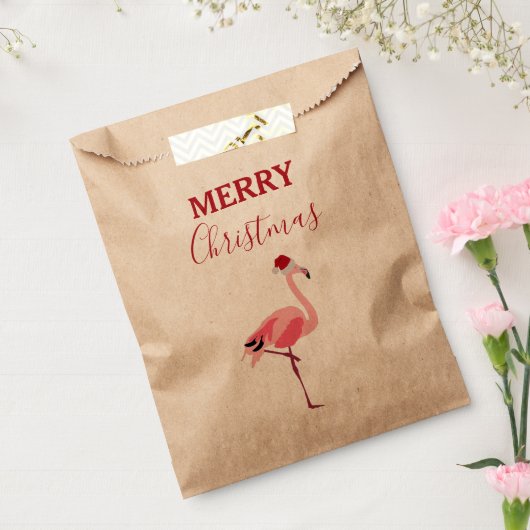 Kerstroze Flamingo Bird met Santa Hat Bedankzakje (Gezegeld)