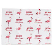Kerstroze Flamingo Bird met Santa Hat Groot Cadeauzakje (Achterkant)