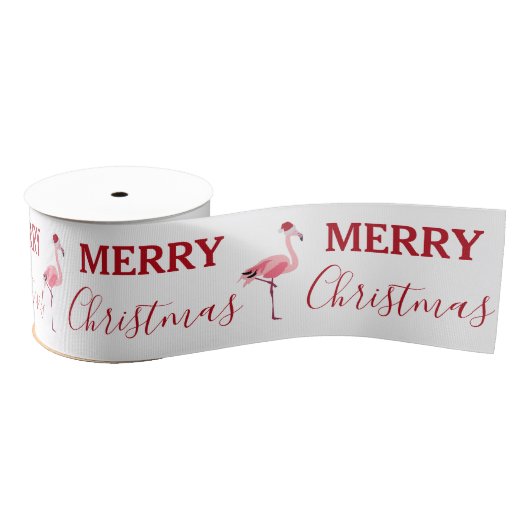 Kerstroze Flamingo Bird met Santa Hat Grosgrain Lint (Spoel)