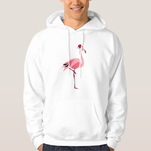 Kerstroze Flamingo Bird met Santa Hat Hoodie (Voorkant)