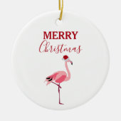 Kerstroze Flamingo Bird met Santa Hat Keramisch Ornament (Voorkant)