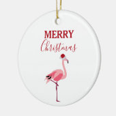 Kerstroze Flamingo Bird met Santa Hat Keramisch Ornament (Links)