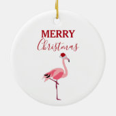 Kerstroze Flamingo Bird met Santa Hat Keramisch Ornament (Achterkant)