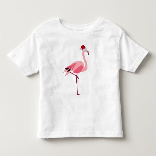 Kerstroze Flamingo Bird met Santa Hat Kinder Shirts (Voorkant)