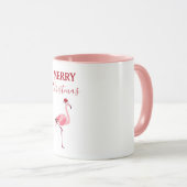 Kerstroze Flamingo Bird met Santa Hat Mok (Voorkant rechts)