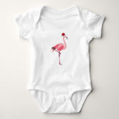 Kerstroze Flamingo Bird met Santa Hat Romper (Voorkant)