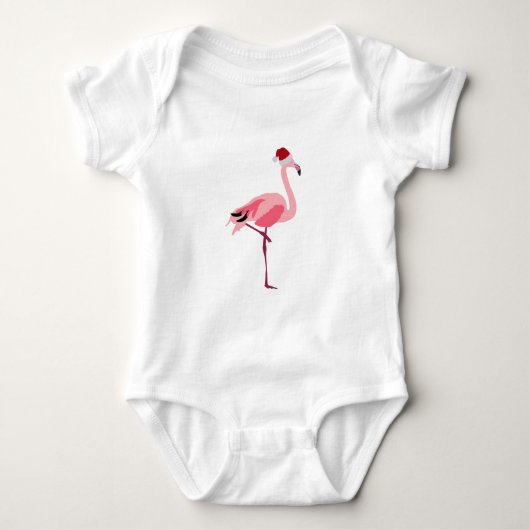 Kerstroze Flamingo Bird met Santa Hat Romper (Voorkant)
