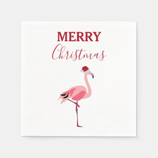 Kerstroze Flamingo Bird met Santa Hat Servet (Voorkant)