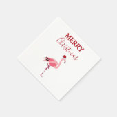 Kerstroze Flamingo Bird met Santa Hat Servet (Hoek)