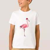 Kerstroze Flamingo Bird met Santa Hat T-shirt (Voorkant)