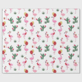 Kerstroze flamingo feestdag cadeaupapier (Vlak)