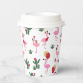 Kerstroze flamingo feestdag papieren bekers (Voorkant)