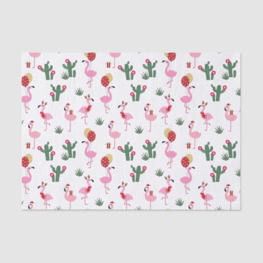 Kerstroze flamingo feestdag tissuepapier (Voorkant)