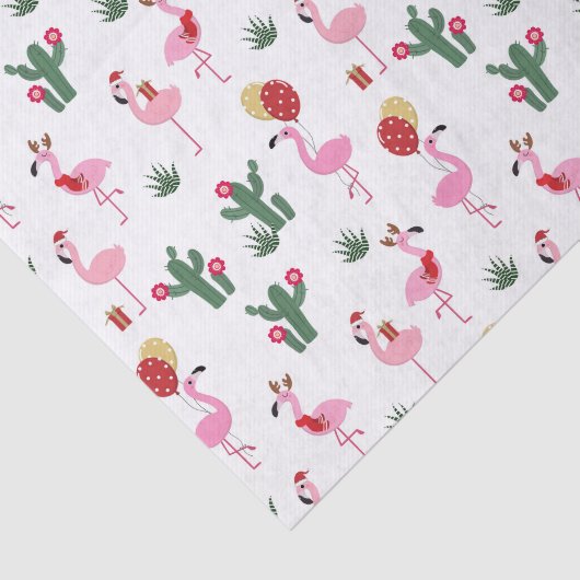 Kerstroze flamingo feestdag tissuepapier (Detail)