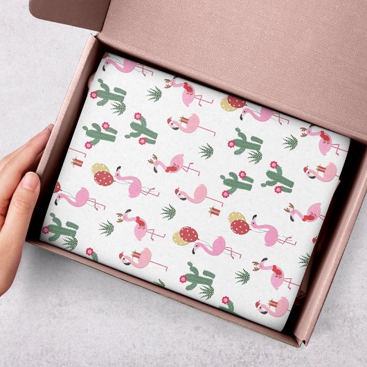 Kerstroze flamingo feestdag tissuepapier