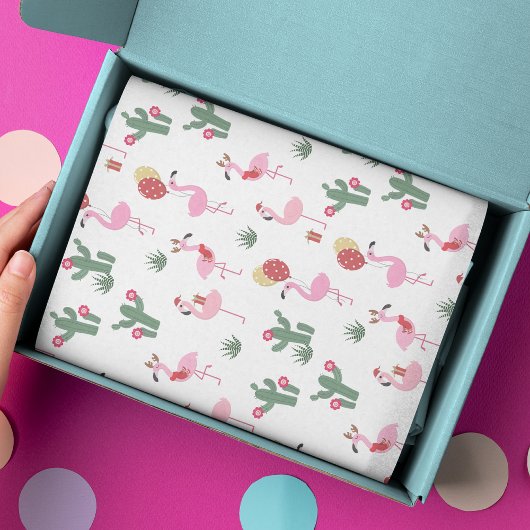 Kerstroze flamingo feestdag tissuepapier