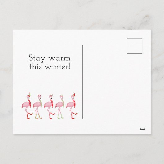 Kerstroze flamingo feestdagenkaart (Achterkant)