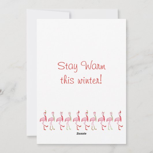 Kerstroze flamingo feestdagenkaart (Achterkant)