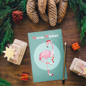 Kerstroze flamingo feestdagenkaart