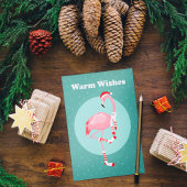 Kerstroze flamingo feestdagenkaart