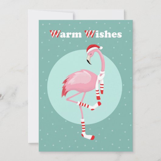 Kerstroze flamingo feestdagenkaart (Voorkant)