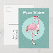 Kerstroze flamingo feestdagenkaart (Voorkant / Achterkant)