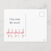 Kerstroze flamingo feestdagenkaart (Achterkant)
