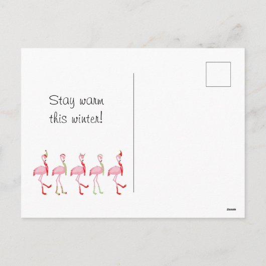 Kerstroze flamingo feestdagenkaart (Achterkant)