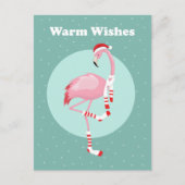 Kerstroze flamingo feestdagenkaart (Voorkant)