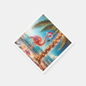 Kerstroze flamingo in verwarde lichten servet (Hoek)