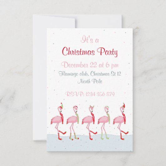 Kerstroze flamingo kaart (Voorkant)