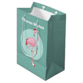 Kerstroze flamingo medium cadeauzakje (Voorkant Gekanteld)