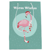 Kerstroze flamingo medium cadeauzakje (Voorkant)