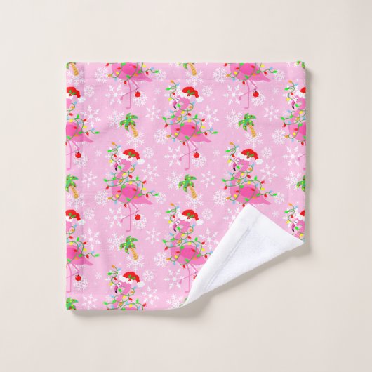 kerstroze Flamingo patroon Bad Handdoek (Wasdoekje)