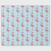 kerstroze Flamingo patroon Cadeaupapier (Vlak)