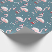 kerstroze Flamingo patroon Cadeaupapier (Hoek)