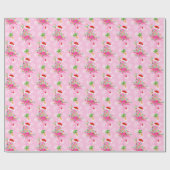 kerstroze Flamingo patroon Cadeaupapier (Vlak)