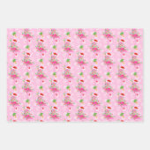 kerstroze Flamingo patroon Inpakpapier Vel (Voorkant)