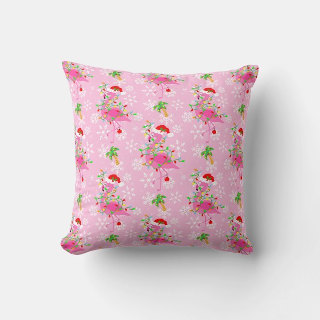 kerstroze Flamingo patroon Kussen (Voorkant)