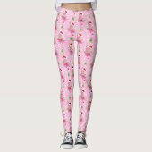 kerstroze Flamingo patroon Leggings (Voorkant)
