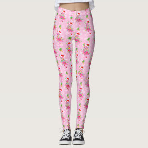 kerstroze Flamingo patroon Leggings