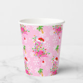 kerstroze Flamingo patroon Papieren Bekers (Achterkant)